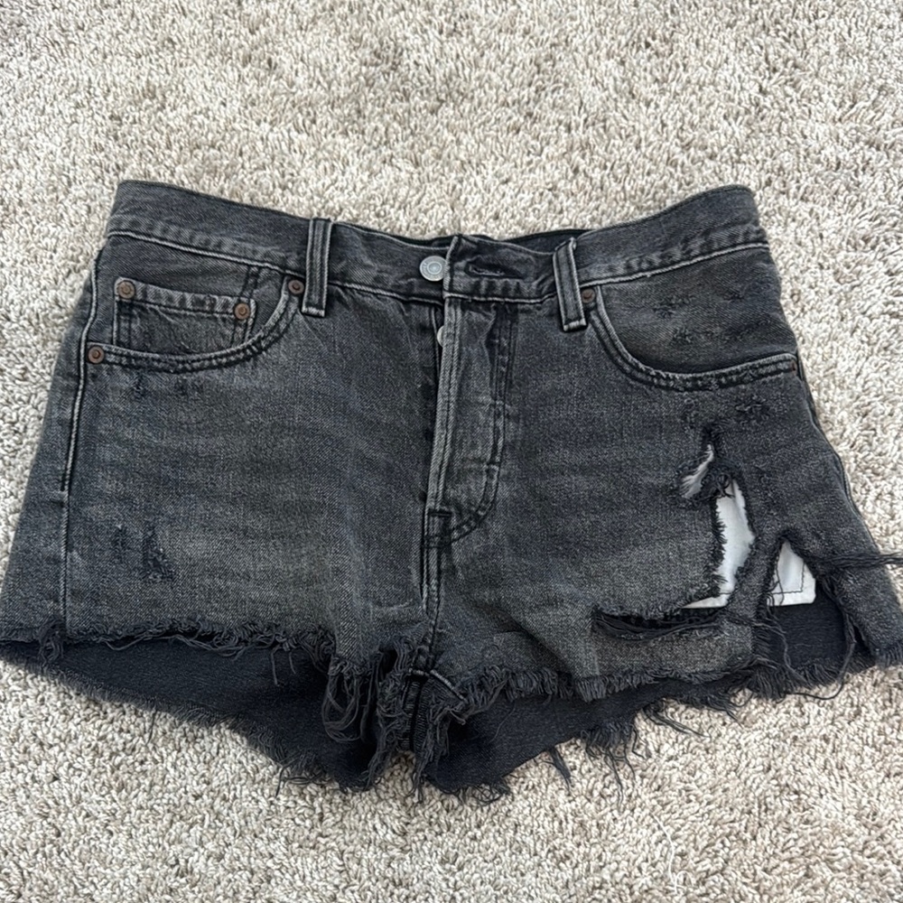 Levi's Black Jean Shorts Distressed Cutoff Style